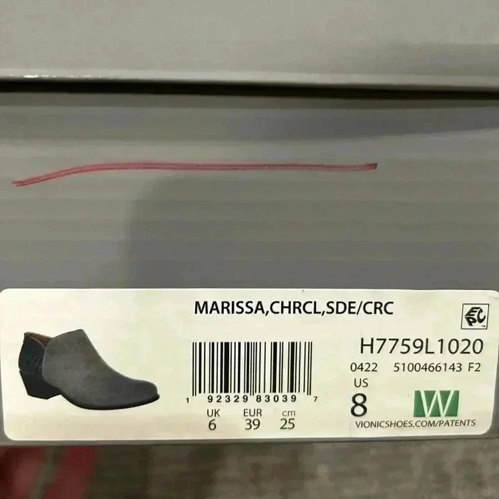 Vionic Water Repellent Suede Ankle Boots Marissa Charcoal 8 Wide - Picture 8 of 8